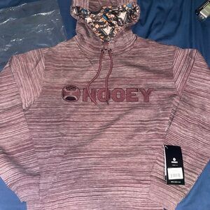 Hooey Burgundy Hoodie with Tribal Pattern Hood
